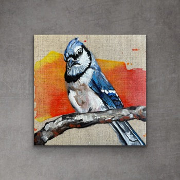 Linen Bird 5 - 6x6 Original