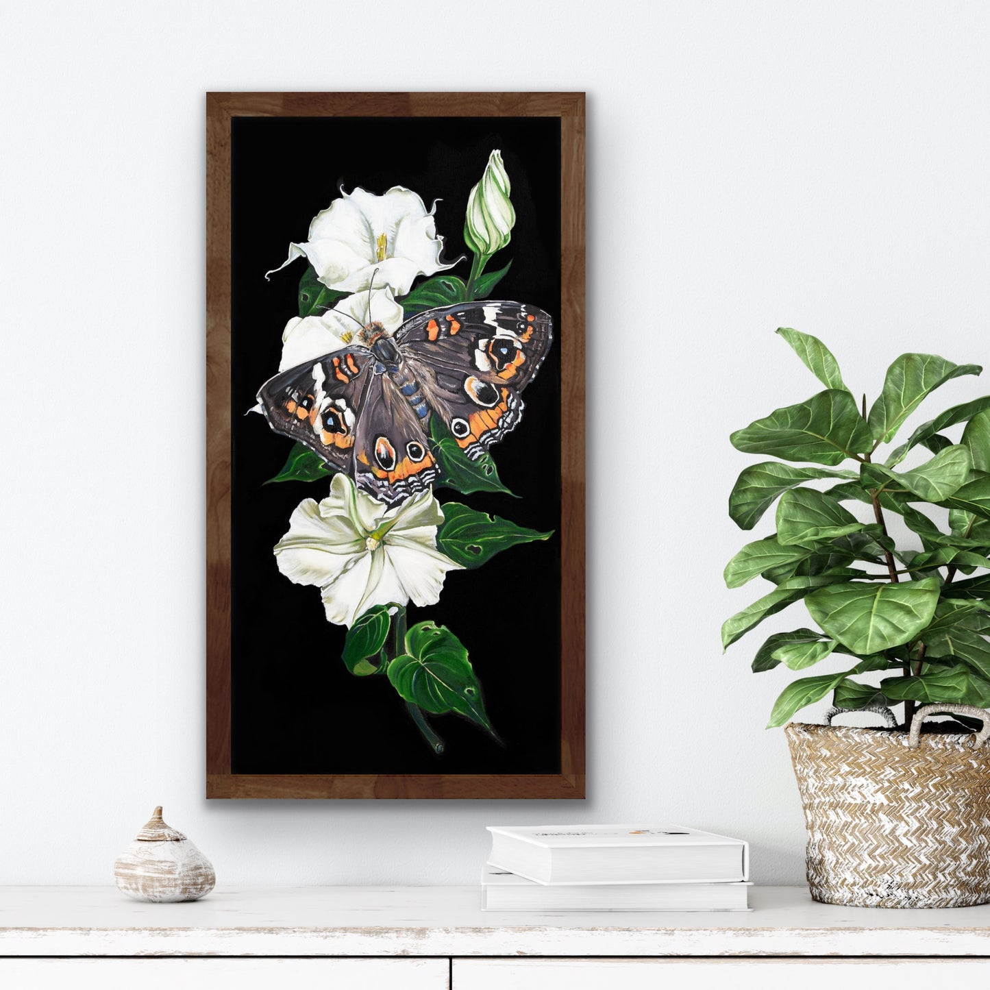 Moth and Moon Flowers - ORIGINAL 12x24 inches