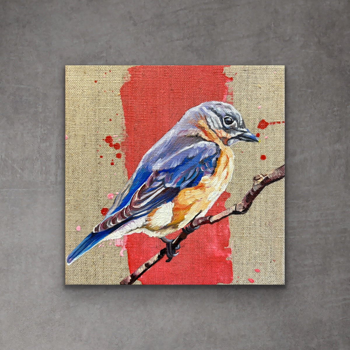 Linen Bird 1 - 6x6 Original