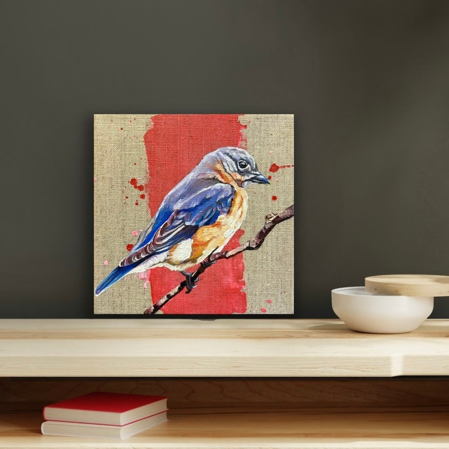 Linen Bird 1 - 6x6 Original