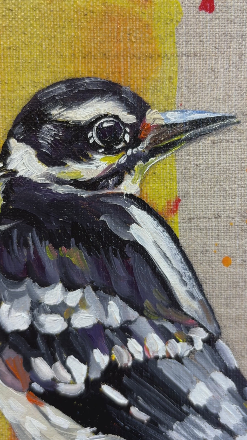 Linen Bird 4 - 6x6 Original