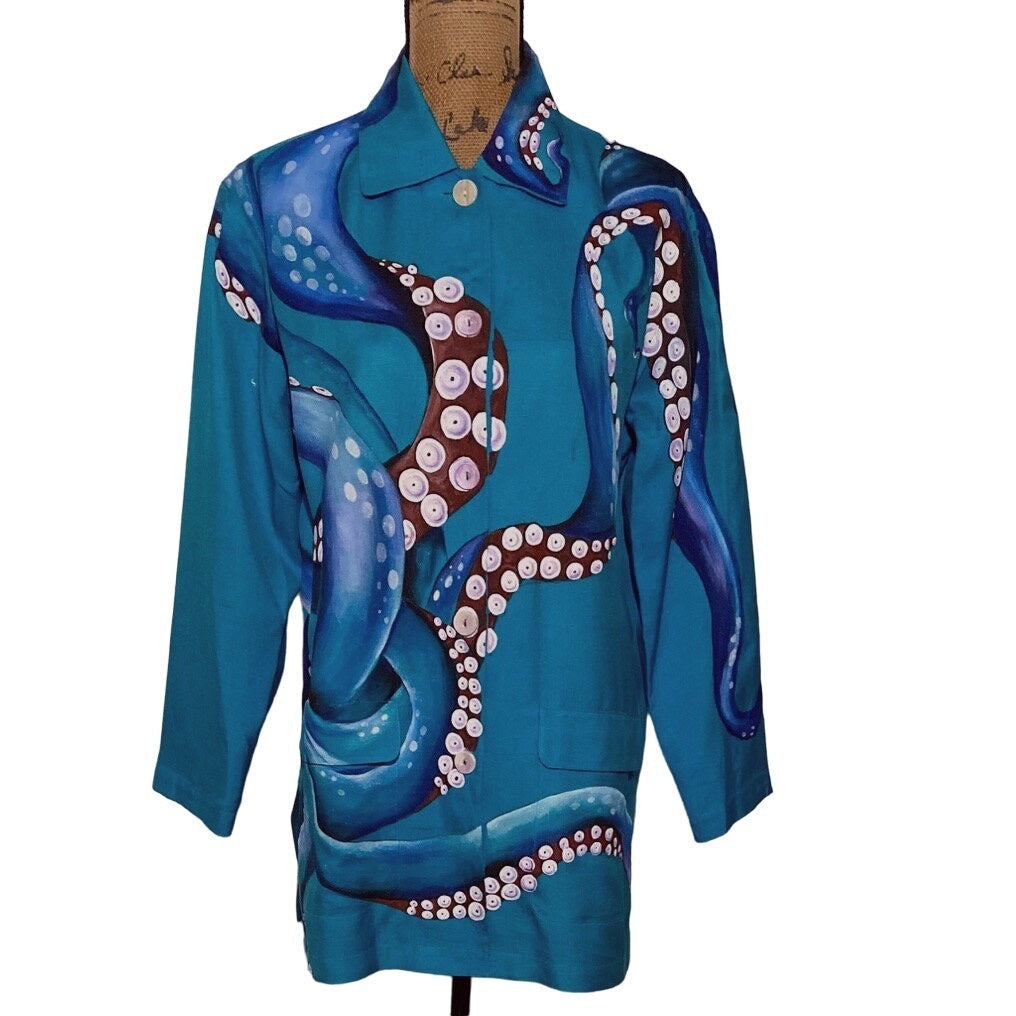 Womens S Silk Jacket Hand Paint Octopus Art To Wear