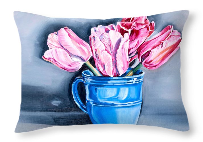 Pink Tulips - Throw Pillow