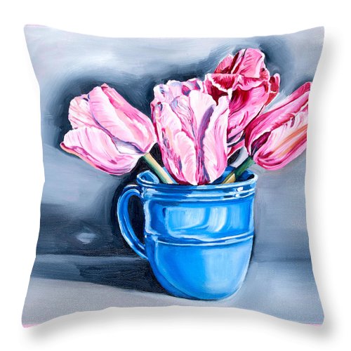 Pink Tulips - Throw Pillow