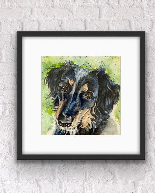 Hand-Painted custom watercolor pet portrait by caseartworks