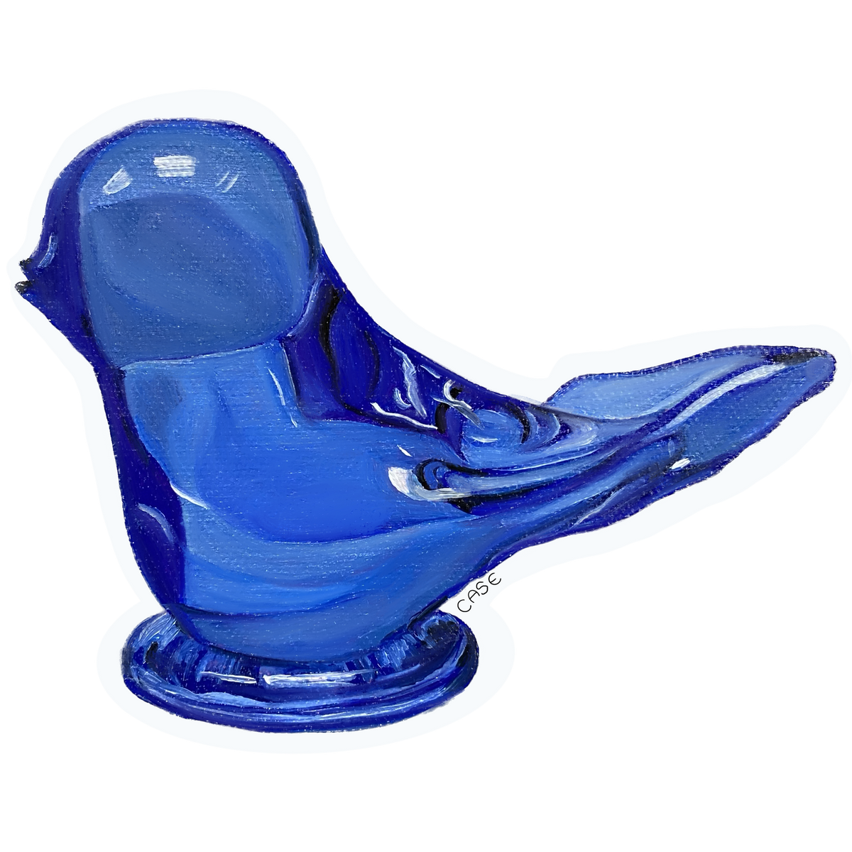 Glass Blue Bird Sticker