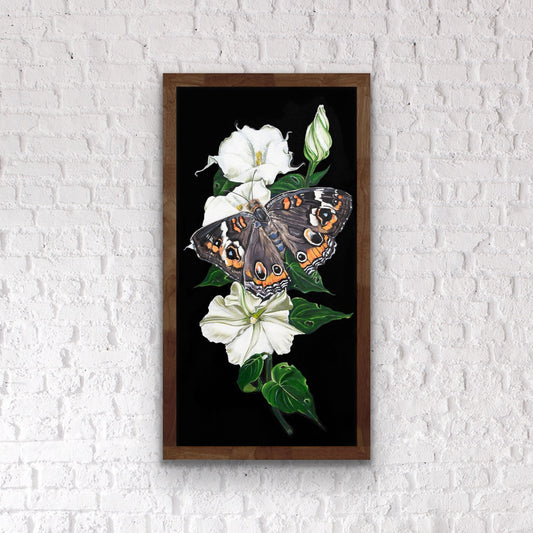 Moth and Moon Flowers - ORIGINAL 12x24 inches